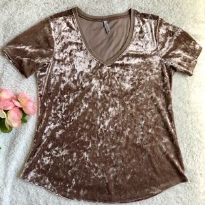 Crushed Velvet Shirt (Light Brown)